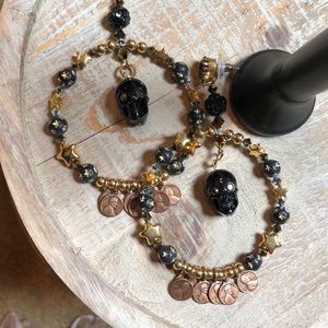 Tarina Tarantino Penny Arcade Skull Hoop Earrings